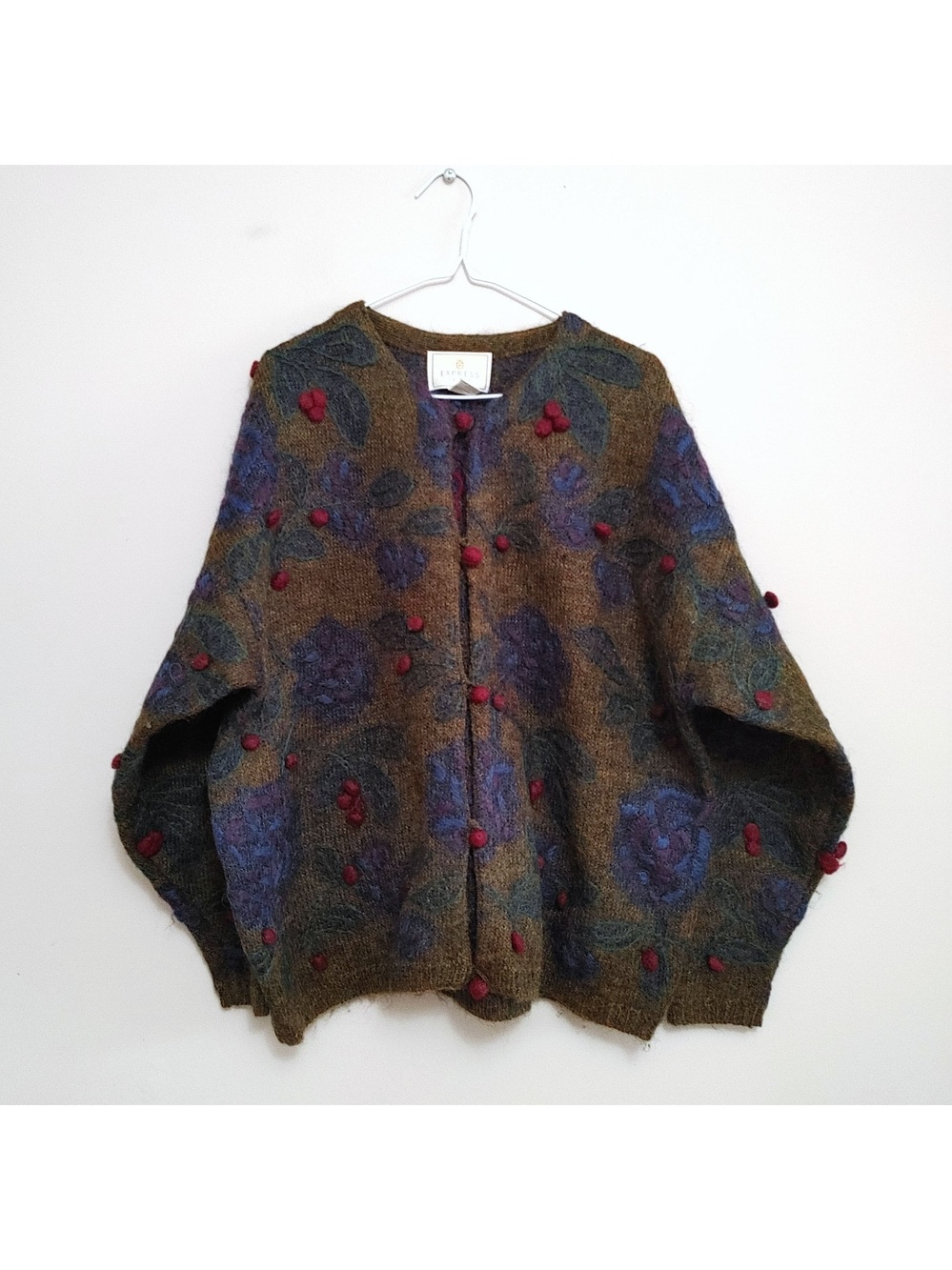 EXPRESS TRICOT Size L Multicolor Oversize Mohair Blend Cardigan Sweater